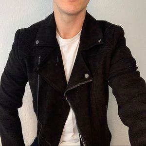 Topman black suede bomber zip jacket size M men’s